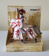 Schleich rycerz turniejowy ze smokiem w herbie na koniu figurka unikat