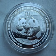 Srebrna moneta 10 juan z Chin przedstawiająca pandy wielkie