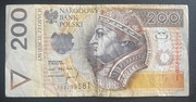 Banknot 200 zł seria YB.