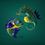 Konik morski, ceramika, Capri Włochy, vintage.