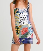 Desigual Kolorowa Sukienka Mini – Grube Ramiączka – Rozmiar 34 / XS
