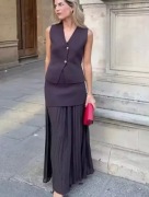 ZARA KOMPLET KAMIZELKA SPÓDNICA BRĄZ VIRAL R.S NOWY!