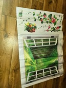 Fototapeta - Naklejka na ścianę - Okno na las z kwiatami