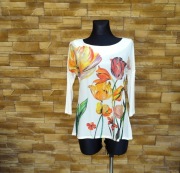 Love Moschino – bluzka premium kwiaty, jedwab + bawełna, rozmiar S