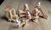 Figurki drewniane PRL ozdoby choinkowe święta vintage retro lalki