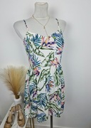 Sukienka na ramiączkach w kwiatki rozkloszowana na lato z wiskozy casualowa