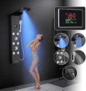 Panel prysznicowy KEOKBON LED, z wyświetlaczem temperatury i czasu.  