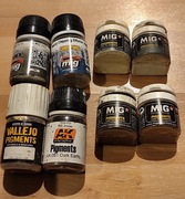 Pigmenty MIG, AK Interactive, Vallejo, Chemia - zestaw 