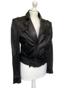 Ramoneska ze skóry naturalnej Zara, czarna, S