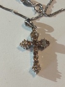 Złoty krzyżyk brylanty łańcuszek 