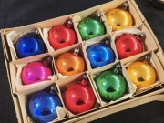 Bombki prl 12 szt retro kolorowe bańki okrągle ozdoby choinkowe vintage 