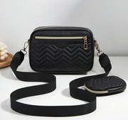 Skórzana (eko skóra ) Torebka Damska - Pojemna, Złote Okucia