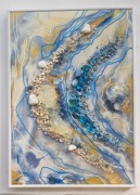 Obraz strukturalny 3D z żywicy 30x42cm ręcznie wykonany, rama alu biała
