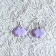 Kolczyki fioletowe chmurki cute słodki styl kawaii