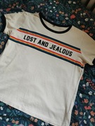 T-shirt lost and jealous tęcza Sinsay 