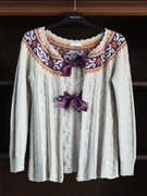 Odd Molly*Sweter Ażur Boho Wełna Wstążki BEŻ*XS/S