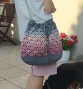 Ażurowa torba torebka worek robiona na szydełku rękodzieło