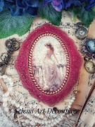 Dekoracja medalion z damą Prowansja vintage decoupage kwiaty róże shabby