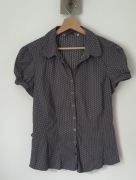 koszula bluzka z krótkim rękawem kropki brązowa vintage John Rocha 44/XXL