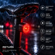 Lampka rowerowa tylna LED Return USB-C 100 lm IP66 6 trybów 250 mAh