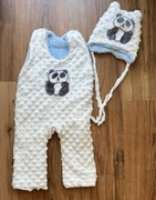 Kombinezon ciepły panda 57cm + czapeczka 1-3 msc