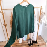 Bluzka 46 XXxl 3xl H&M butelkowa zieleń elegancka bluzeczka falbanką 