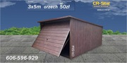 Garaż blaszany. 3x5 m. Brama podnoszona. Orzech.