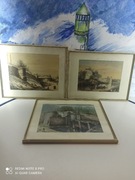 Zestaw obrazków – Aleksander Schaepkens – pejzaże z fortyfikacjami