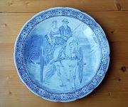 Delfts - duzy sygnowany talerz, obraz, srednica 39cm