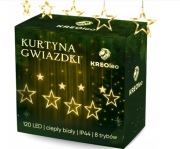 KURTYNA ŚWIETLNA 120LED GWIAZDKI LAMPKI CHOINKOWE GIRLANDA BIAŁY CIEPŁY