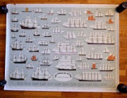 Stary angielski plakat  historyczne żaglowce "Sails Through the Centuries"