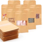 Torebki kraftowe brązowe z okienkiem - 50 szt.