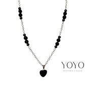 Łańcuszek z czarnego agatu i hematytu z sercem