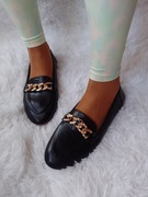 (39/40) Czarne, bogato zdobione mokasyny baleriny biznesowe, NOWE 