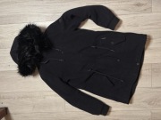 Kurtka zimowa płaszcz dalski Taliowany Superdry ciepły elegancki kapturem