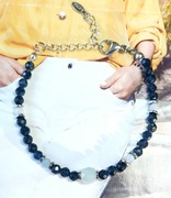 BRANSOLETKA NA PREZENT ŚWIĘTA KAMIEŃ SZAFIR AKWAMARYN STAL SZLACHETNA