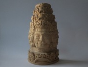 Drewniana rzeźba kambodżański posąg Buddy o kilku twarzach rzeźba Angkor