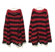 Sweter Oversize w Paski Gotycki Punk Grunge Streetwear Długi Unisex