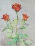 RÓŻE obraz olejny na płótnie 18 X 24 cm