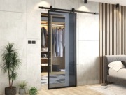 Drzwi szklane przesuwne ze szkłem loftowe nowoczesne z lustrem ścienne