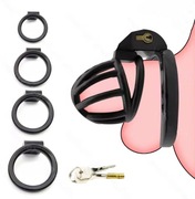 Lekki mały czarny pas cnoty chastity cock cage klatka na penisa 4 oringi