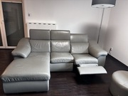 Skórzana kanapa KLER + pufa