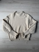 Beżowy damski sweter z półgolfem - rękawy falbany - Shein rozmiar 36