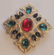 Piękna bogatozdobiona broszka GÓRALSKA przypinka ozdoba żakietu koszuli.