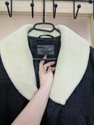 Płaszcz męski Vintage 56% Wełna krótki granatowy z kożuszkiem John Rocha