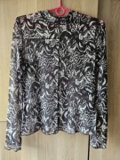 Next bluzka top siateczka czarny biały rock see-through size M