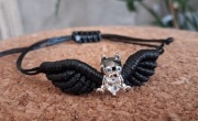 Bransoletka charms piesek malamut huski skrzydła hand made