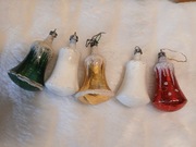 Bombki choinkowe szklane stare PRL handmade ręcznie zdobione 5 szt 