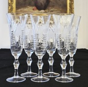 Kryształowe kieliszki do szampana 6 szt, szampanki  kryształy vintage PRL 