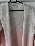 Kardigan pastelowy różowy szary biały S 36 M 38 10 